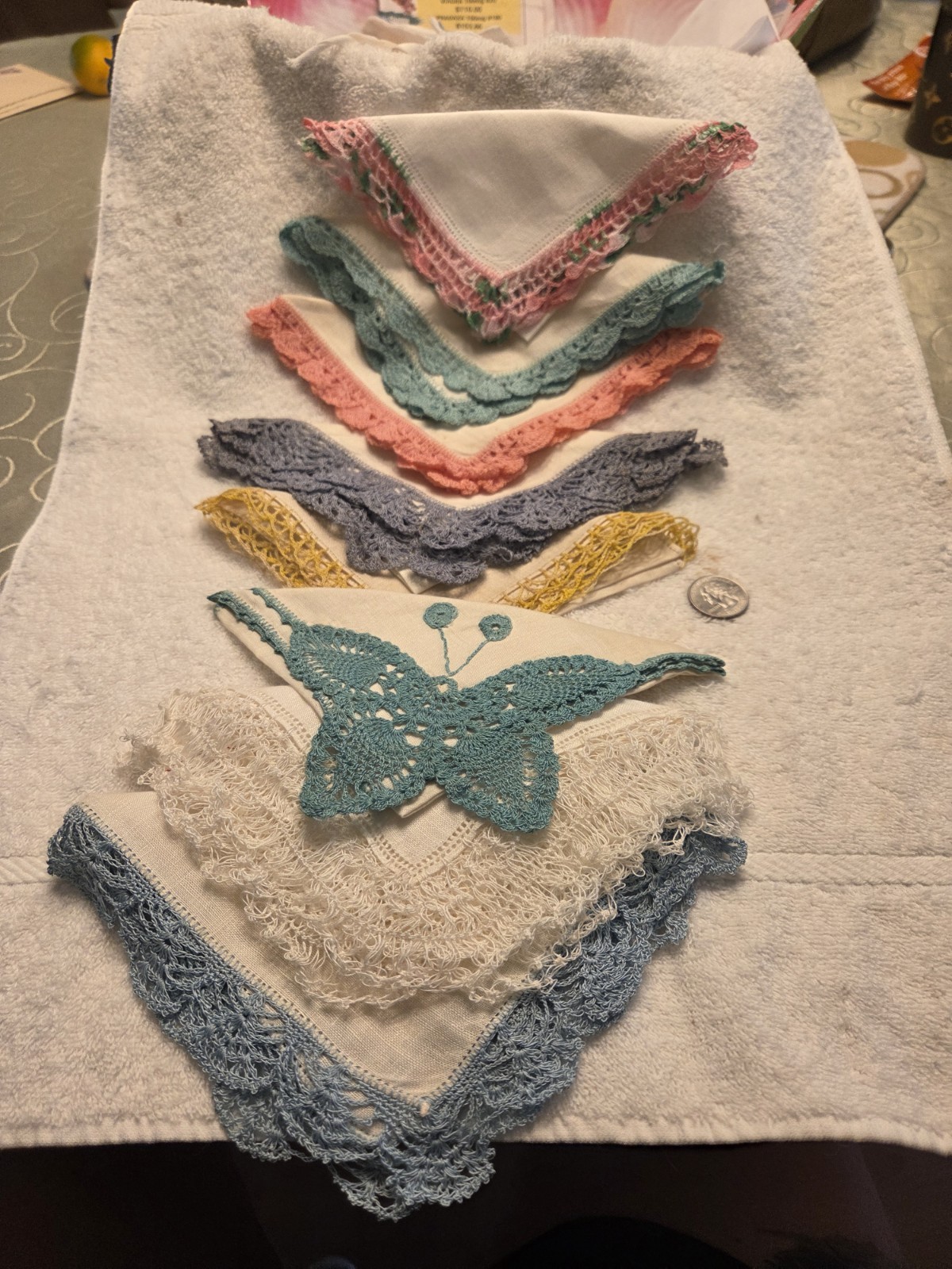 Eight Crotcheted Hankeys Vintage