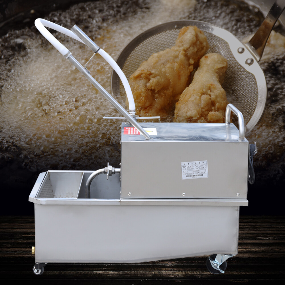 55L Fryer Oil Filter Cart Machine Commercial Kitchen Oil Filtration System 550W