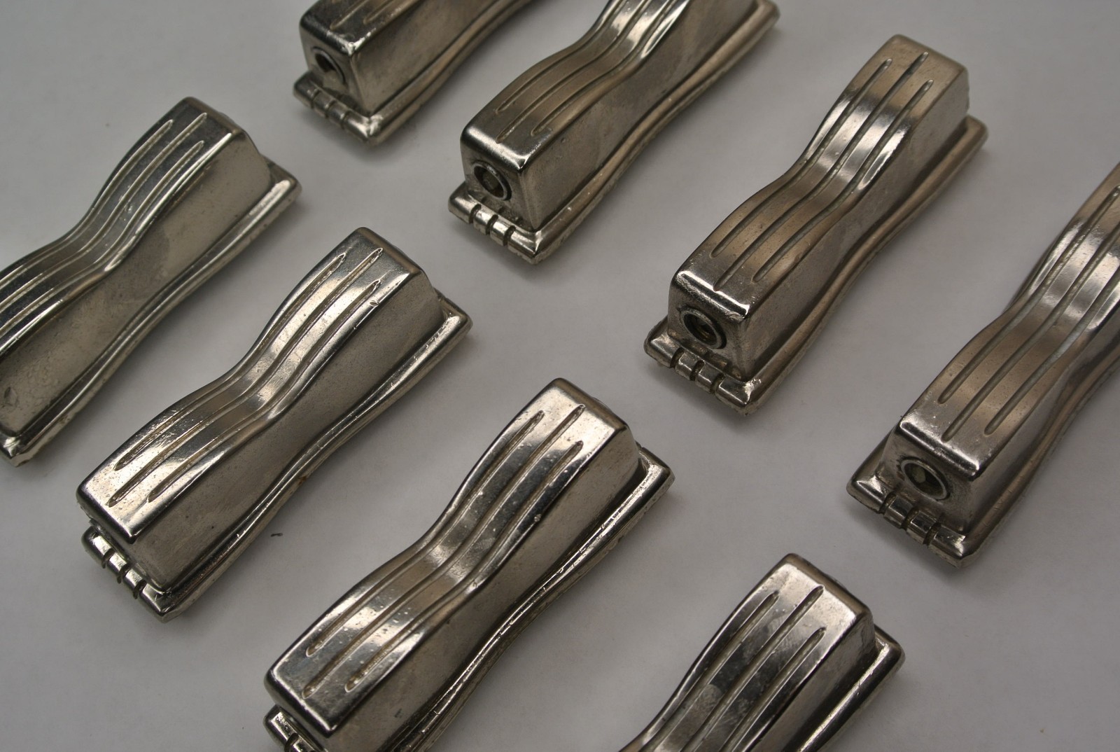 SET of 8 60's Ludwig NICKEL BOW TIE LUGS for YOUR JAZZ FESTIVAL SNARE DRUM! L761