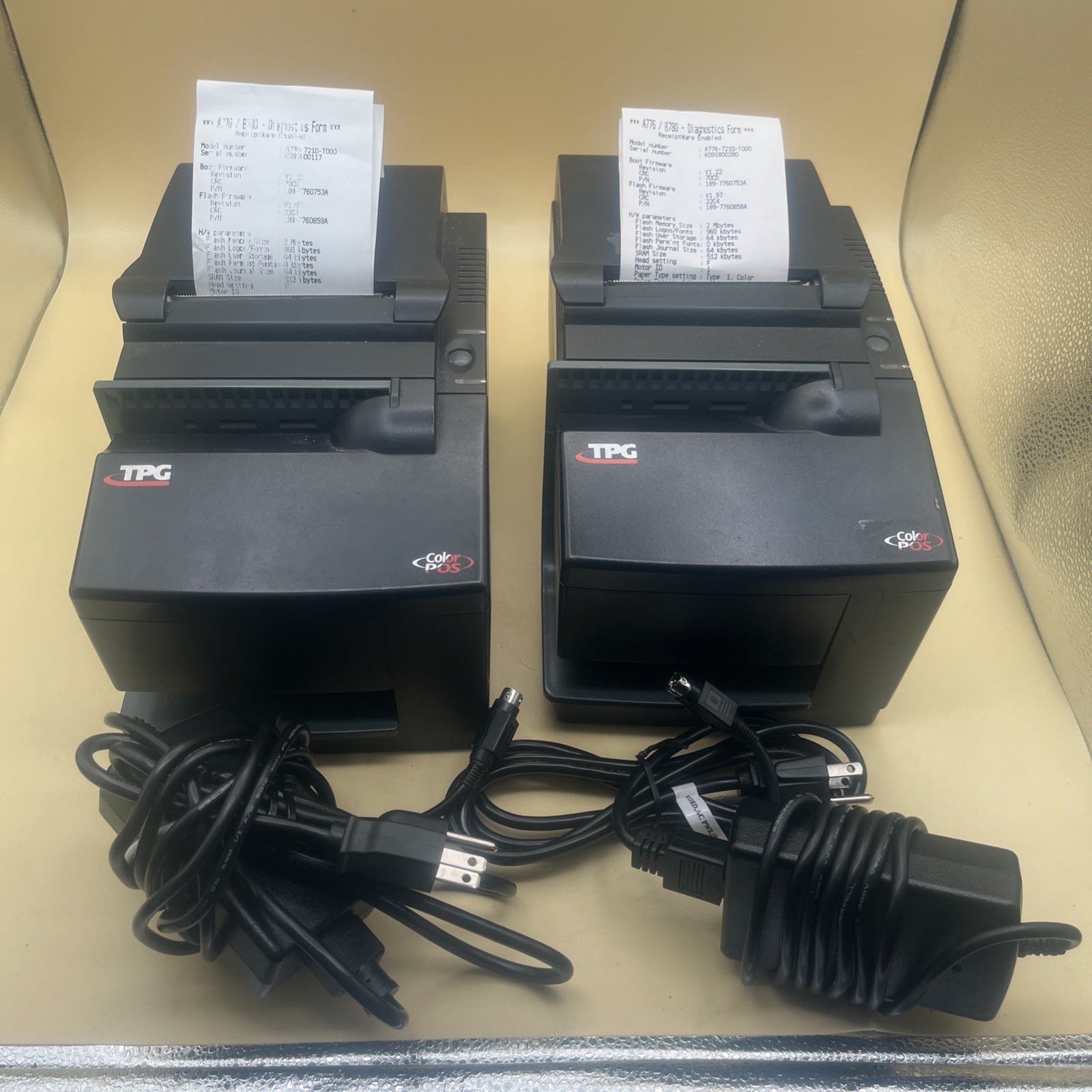 Lot of 2 TPG / COGNITIVE  A776-721D-T000,  POS Thermal Receipt Printer With AC