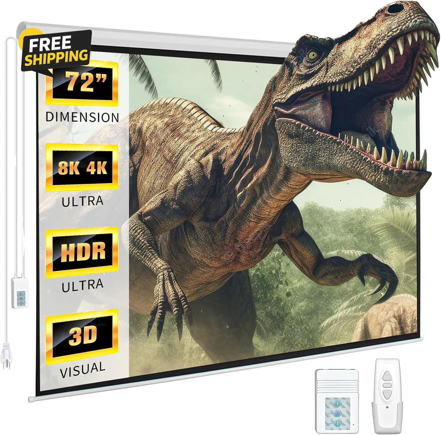 72 Inch Electric Projector Screen with Remote, Automatic Air Indoor Drop Down