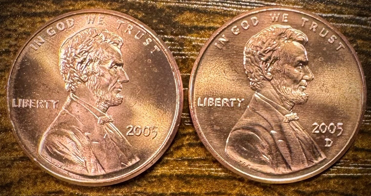 2005 P & D Lincoln Memorial Cent BU 2 Coin Set From Original Rolls