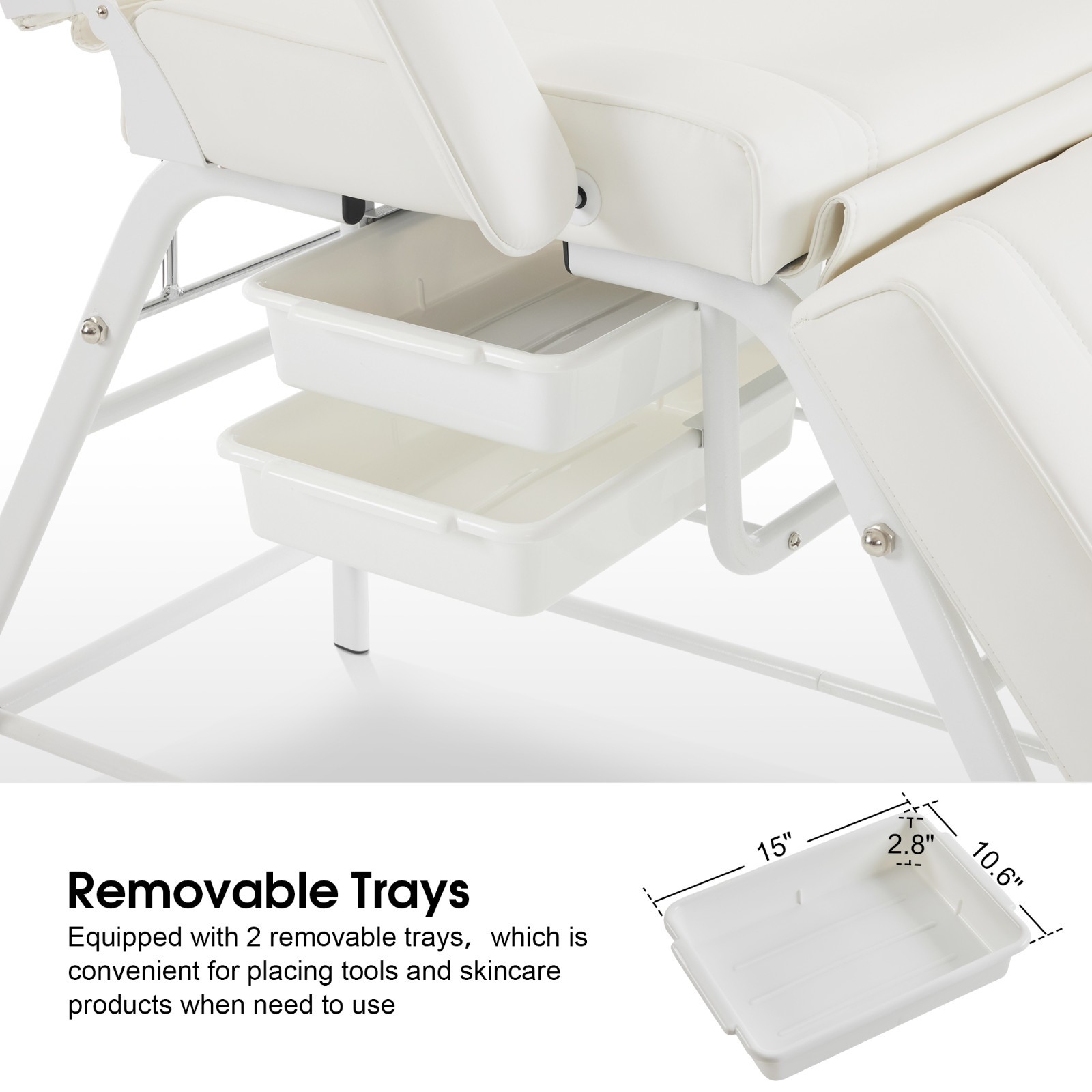 Adjustable esthetician Facial Bed with Storage, Removable Headrest Massage Table