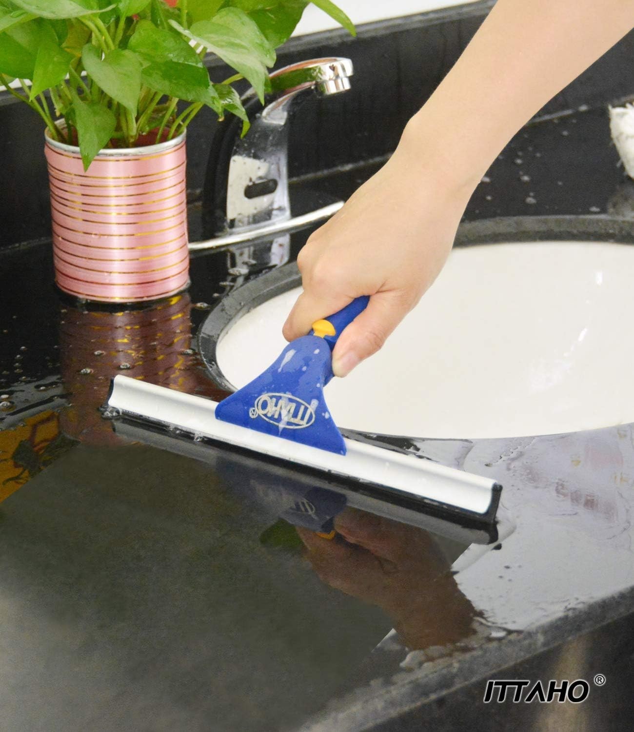 12" Squeegee for Glass, Car, Shower - 58" Long Handle