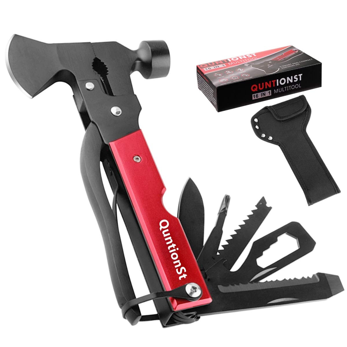 Multitool Camping Gear, Stocking Stuffers for Men, Multi Tool with Axe Black