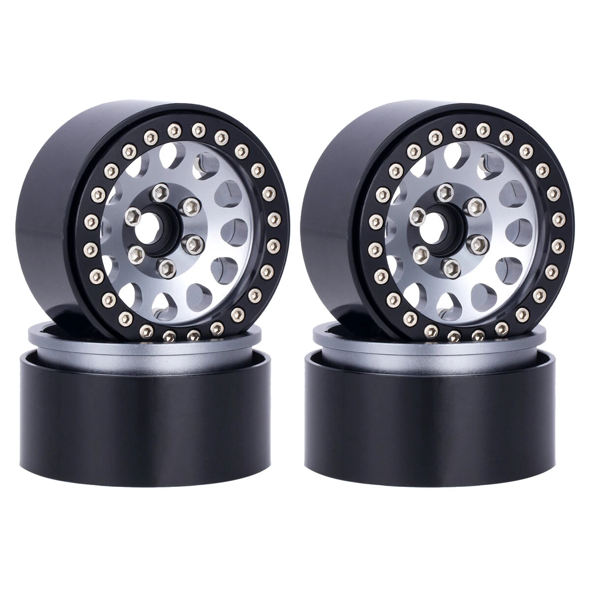 4Pcs Metal 1.9" Beadlock Wheels Rim Hub for 1/10 RC Crawler Car Axial SCX10 TRX4