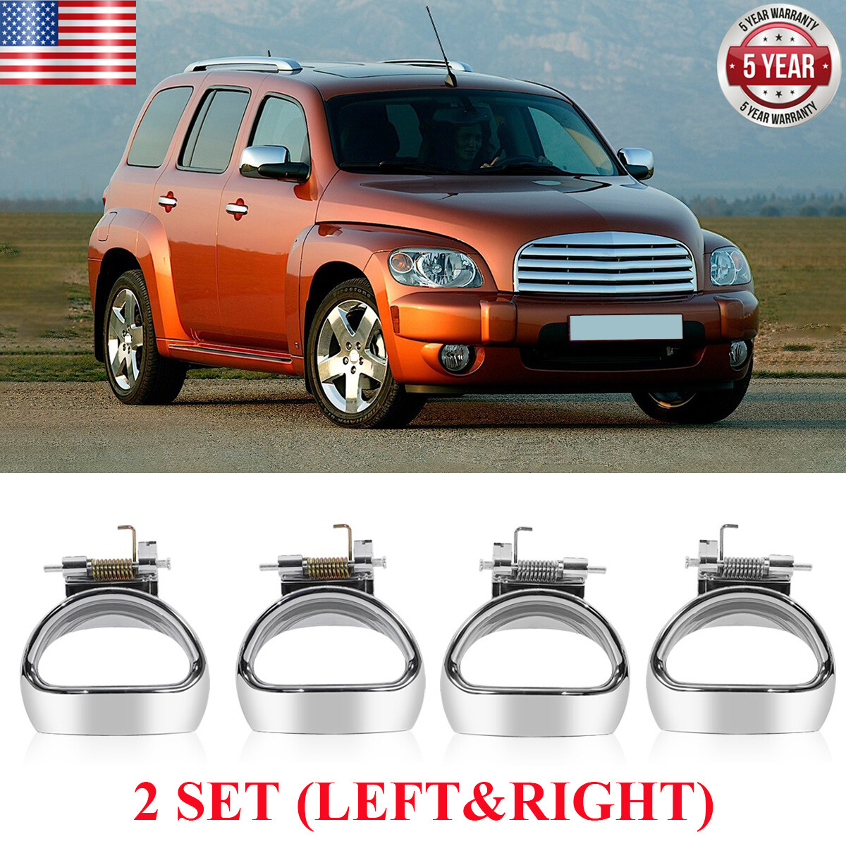 2 Set Door Handle Chrome Inside Interior Front or Rear LH+RH 2Pair for Chevy HHR