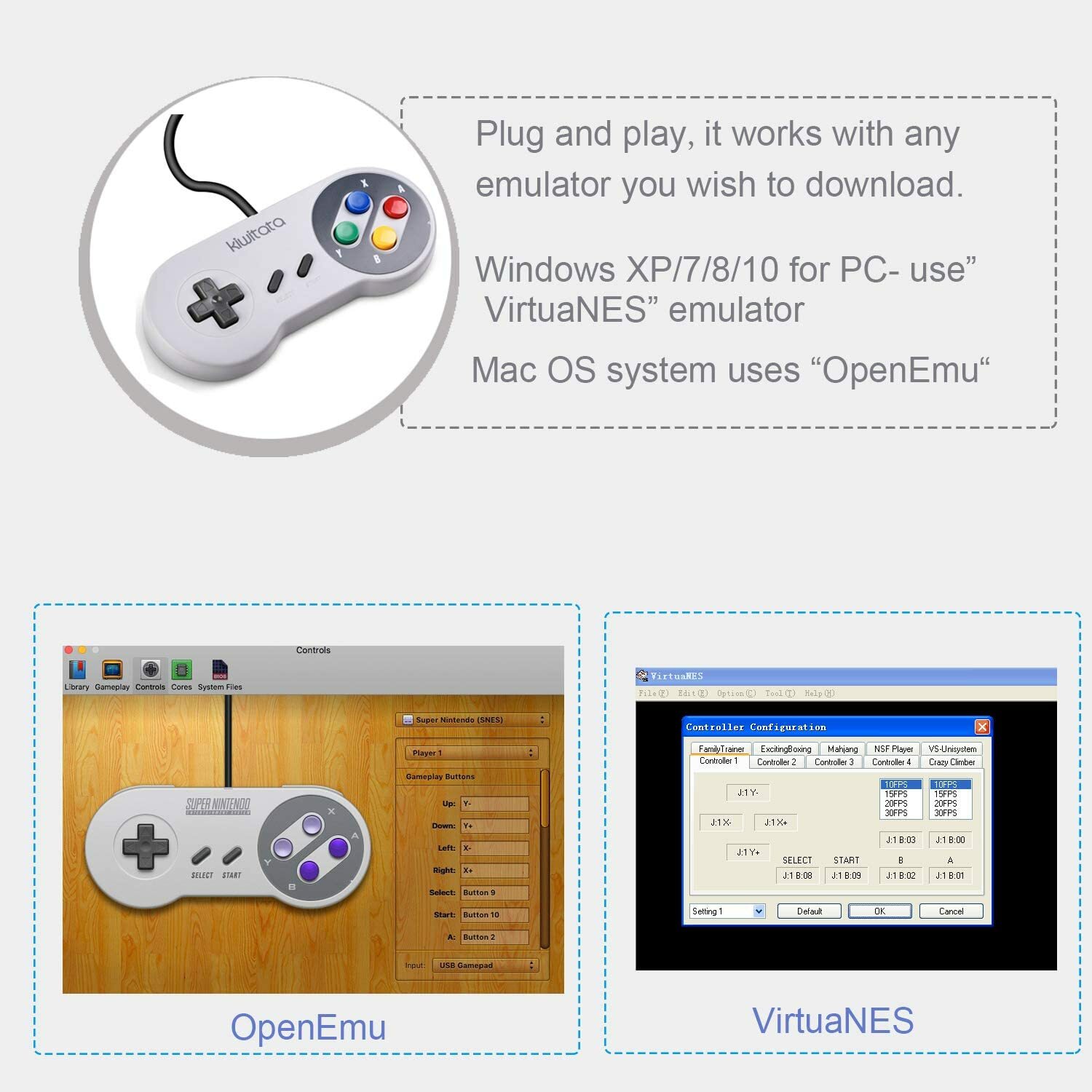 USB SNES Gamepad NES N64 NGC Controller for PC Mac Raspberry Pi Wired/ Wireles