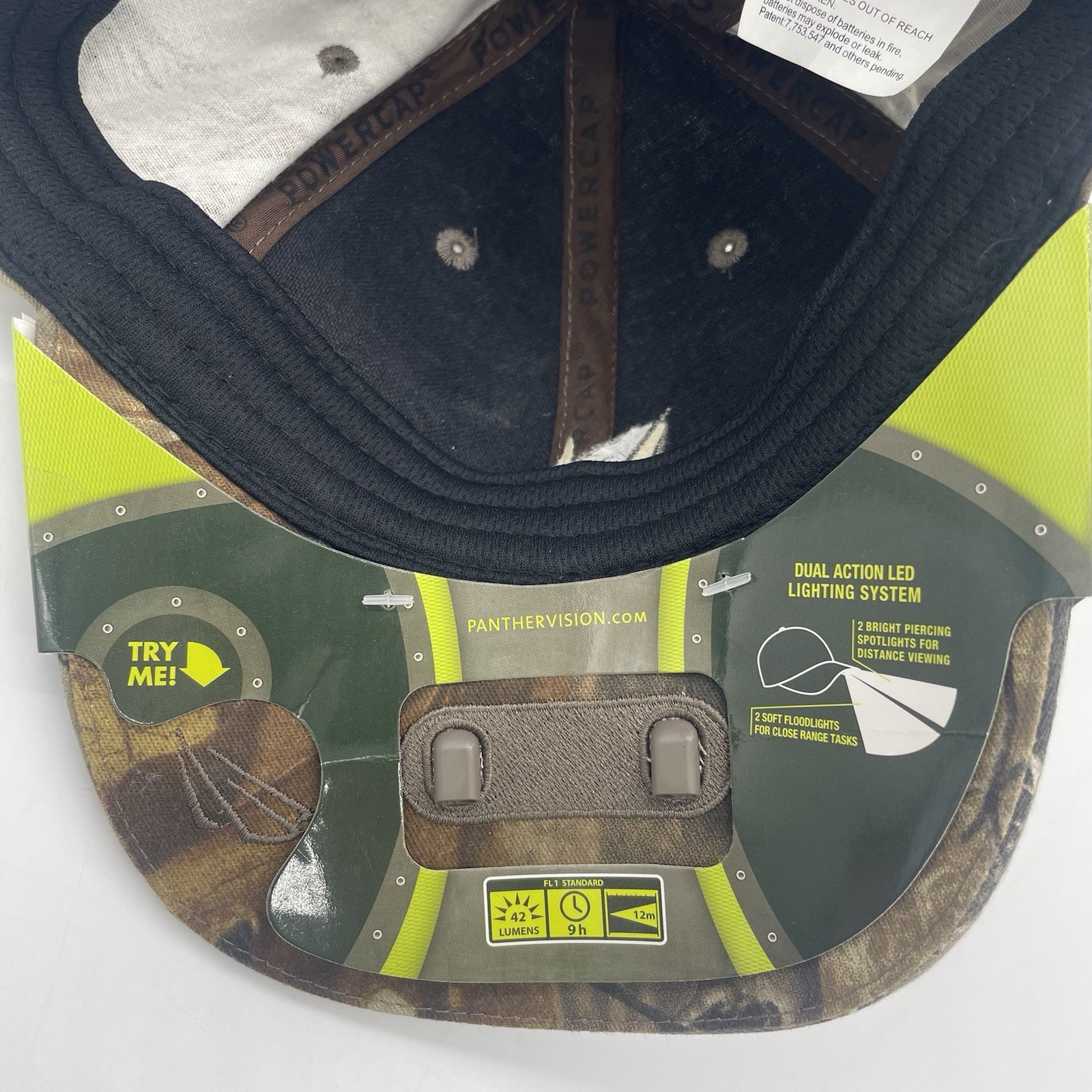 Panther Vision Powercap Realtree Camo Cap Hat 2 LED Lights Adjustable Lamp 2510