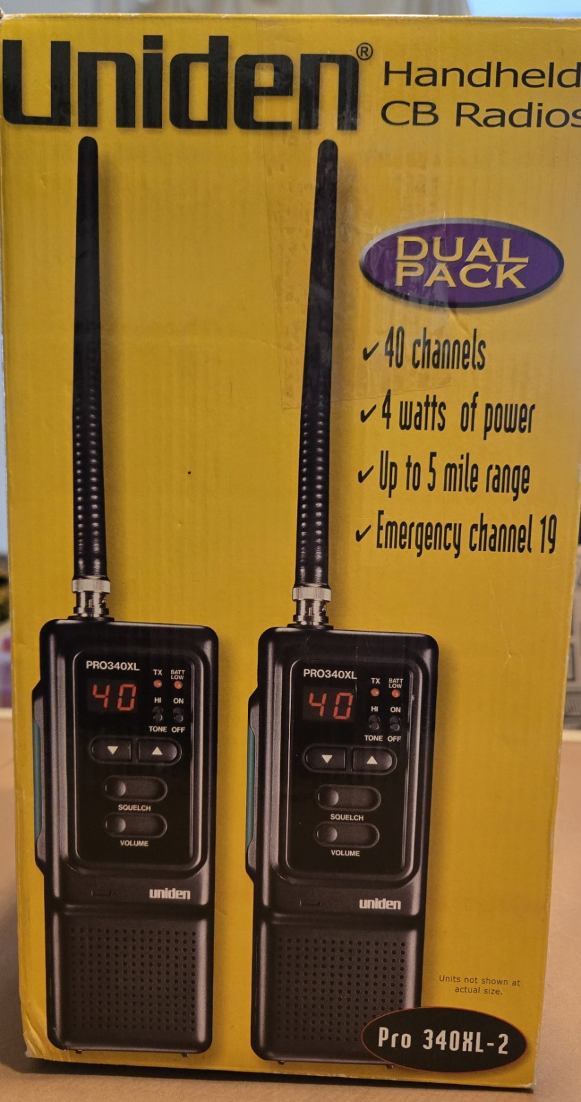 UNIDEN 40 Channel Handheld CB Radios Dual Pack  Pro 340XL-2 Vintage New Open Box