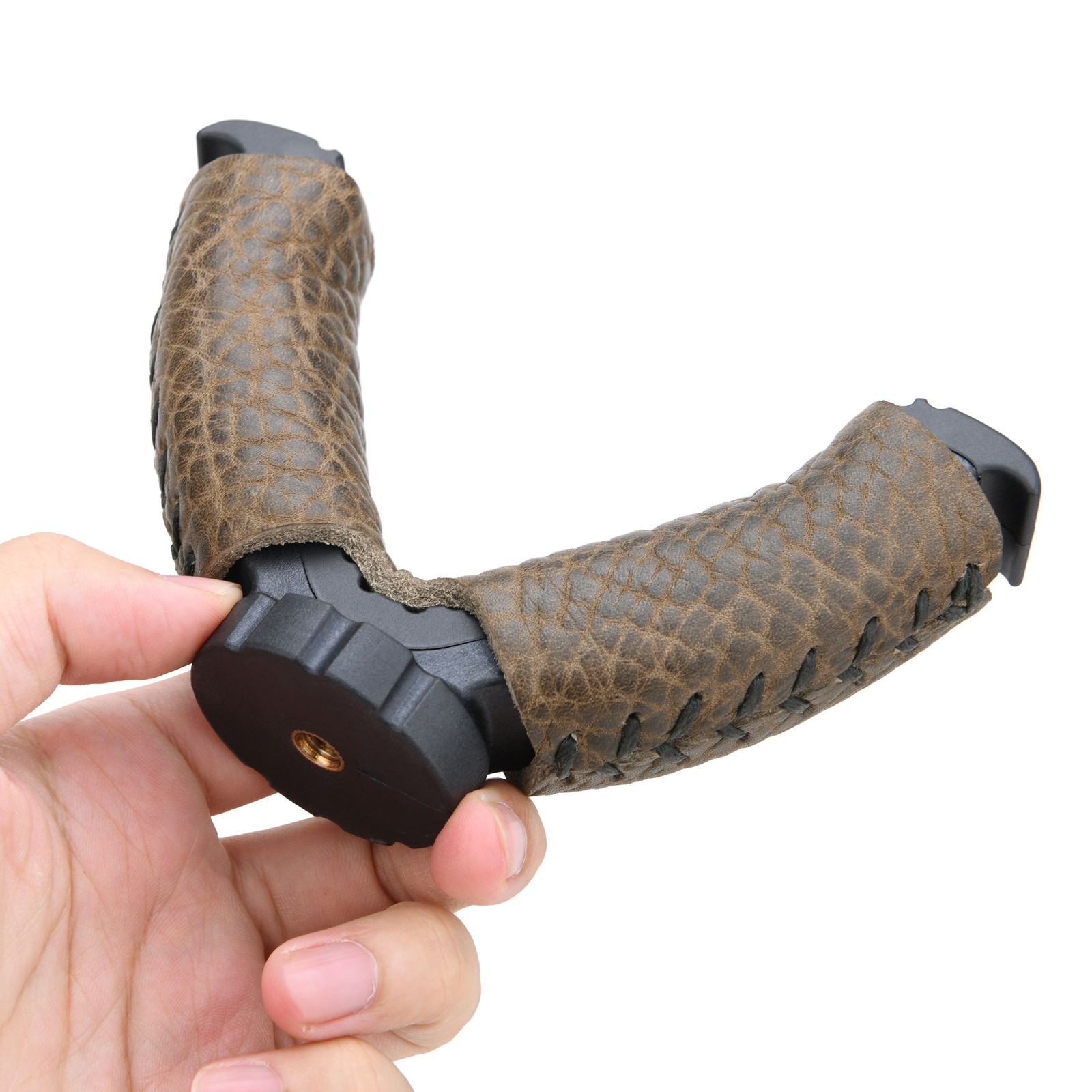 Hunting 1/4" V Yoke Gun Rest Mount Plastic with Leather Wrap for Shooting Stick