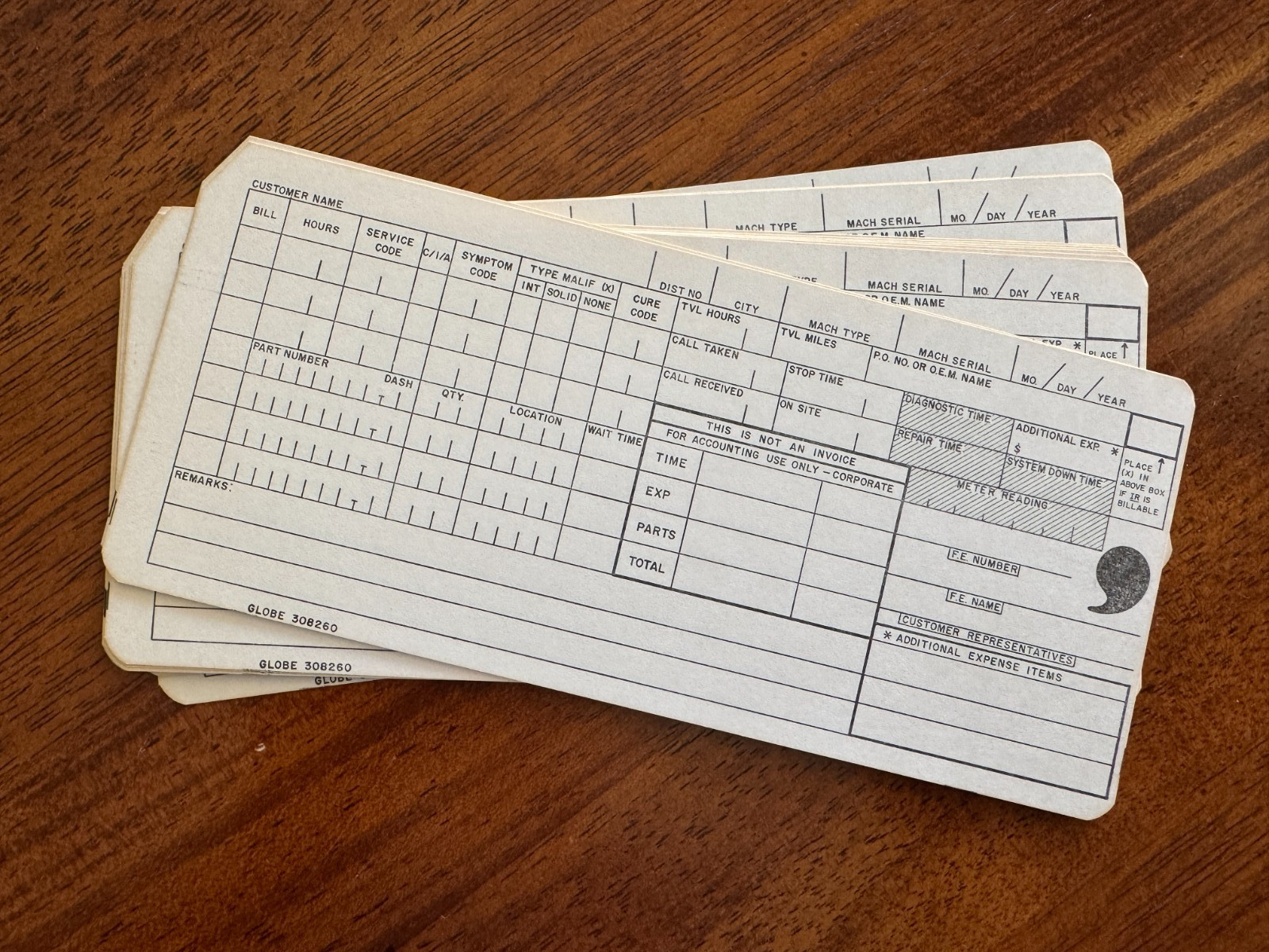 Lot 10 Vintage Computer Punch Cards IBM Globe 308260