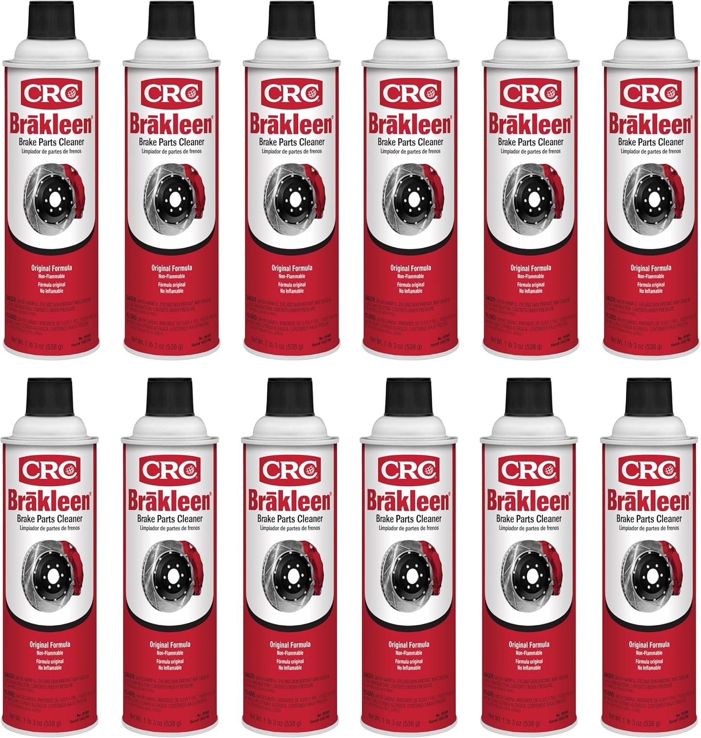 CRC Brakleen 1003706 Brake Cleaner Spray Non-Flammable, 19 oz, 12 Pack