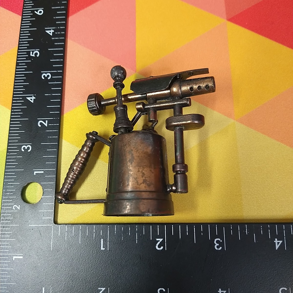 Vintage 1970's Miniature Diecast Metal Blow Torch Pencil Sharpener Copper/Brass