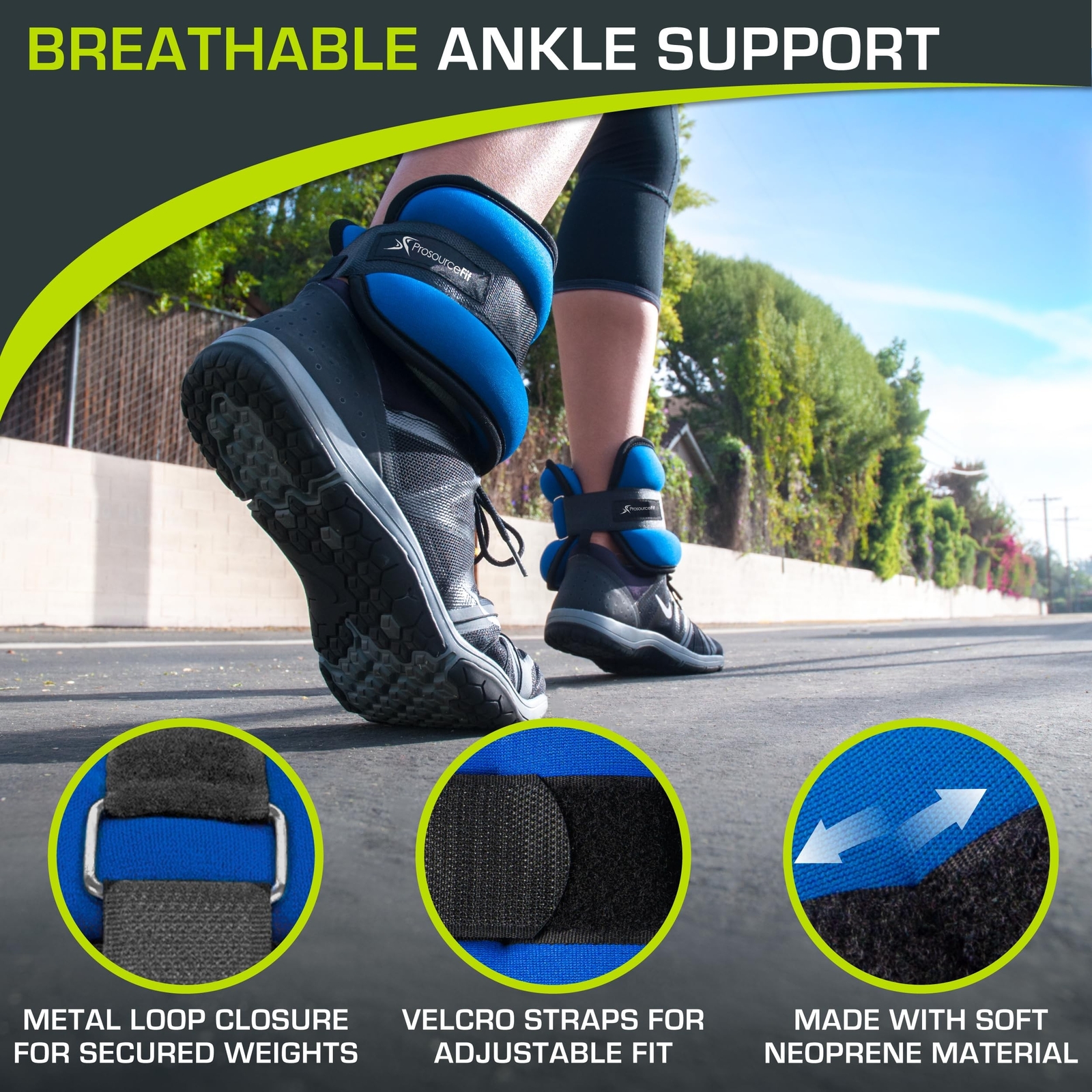 ProsourceFit Ankle/Wrist and Arm/Leg Weights Set of 2, Adjustable Strap 1 lb-...