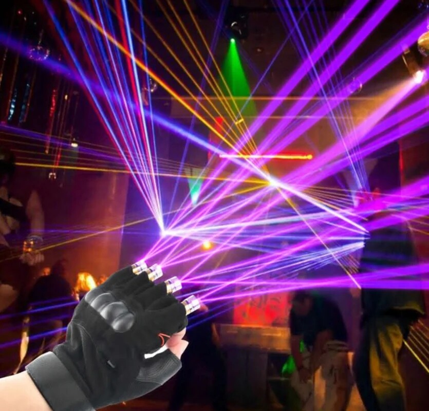 405nm Purple Blue 50mw Laser Gloves Club DJ Mechanical Gloves LED Light