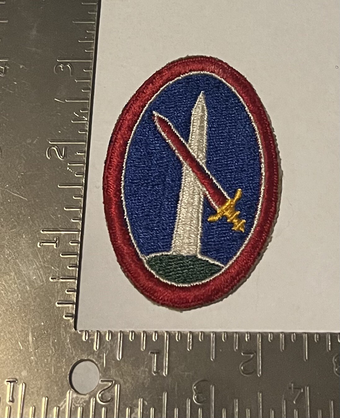 Original WWII US ARMY MILITARY DISTRICT OF WASHINGTON WHITE BACK CUT EDGE PATCH