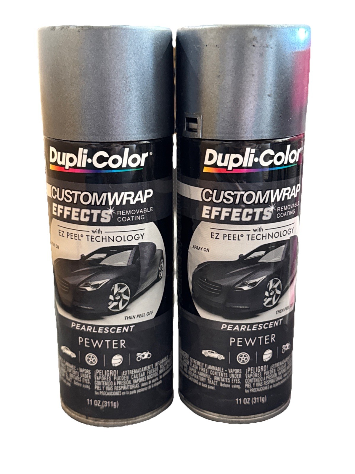 (2) DupliColor CustomWrap Removable Spray Coating Pearlescent Pewter 11oz