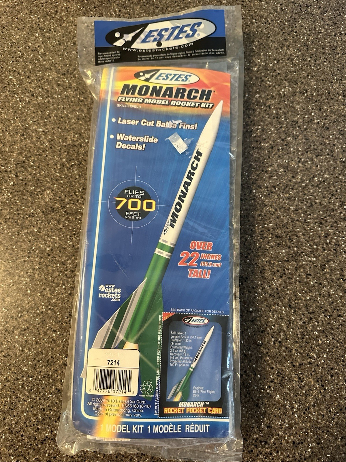 Estes Monarch Flying Model Rocket Kit 7214 Skill Level 1
