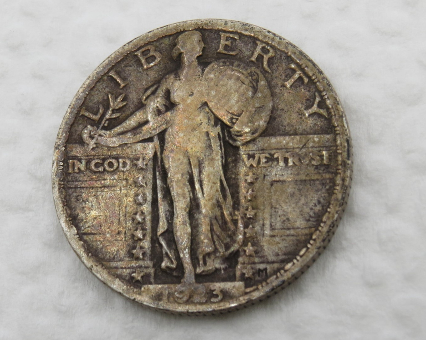 1923 P Standing Liberty Quarter - F/VF - 90% Silver 25C US Coin - Nice Toning