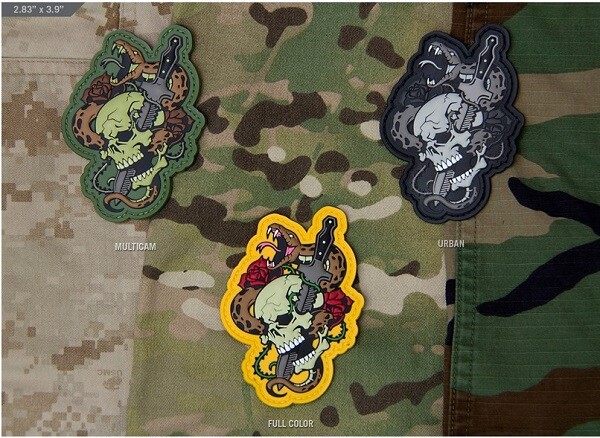 MSM Morale Patch - PVC Skull Snake - Tattoo Themed Style - All Colors! NEW