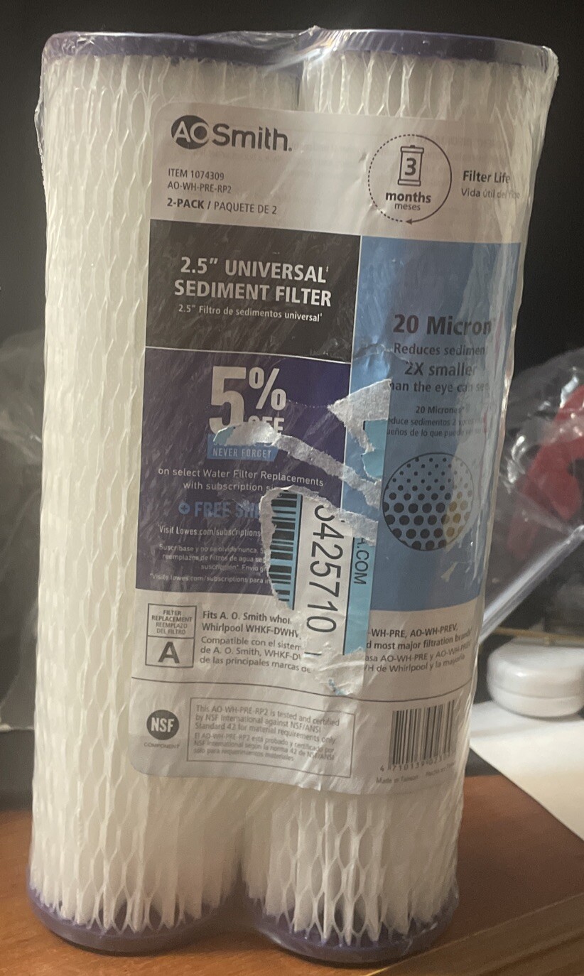 2 AO Smith Whole House 2.5” Sediment Replacement Filter AO-WH-PRE-RPP2 (1074309)
