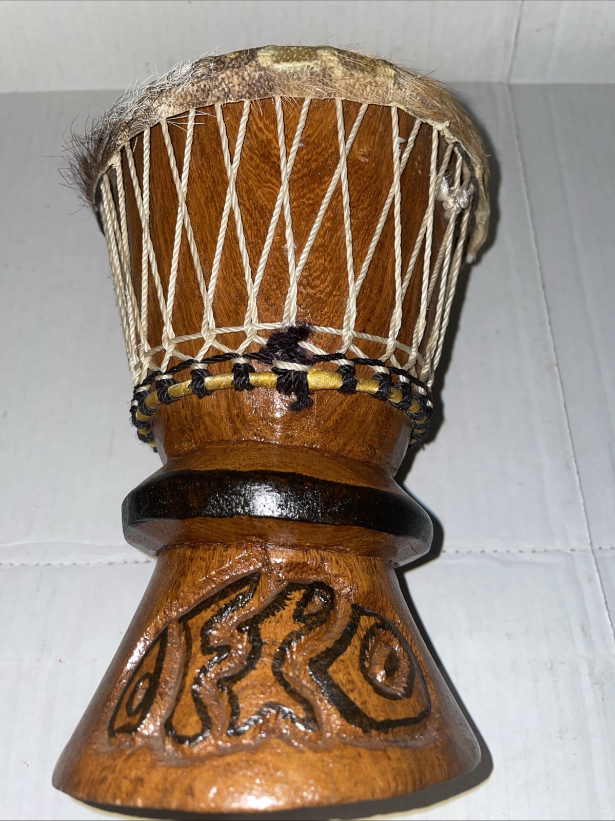 Hand Held 7” Tall  Djembes African Wooden Drum-5 1/4” Drum Head