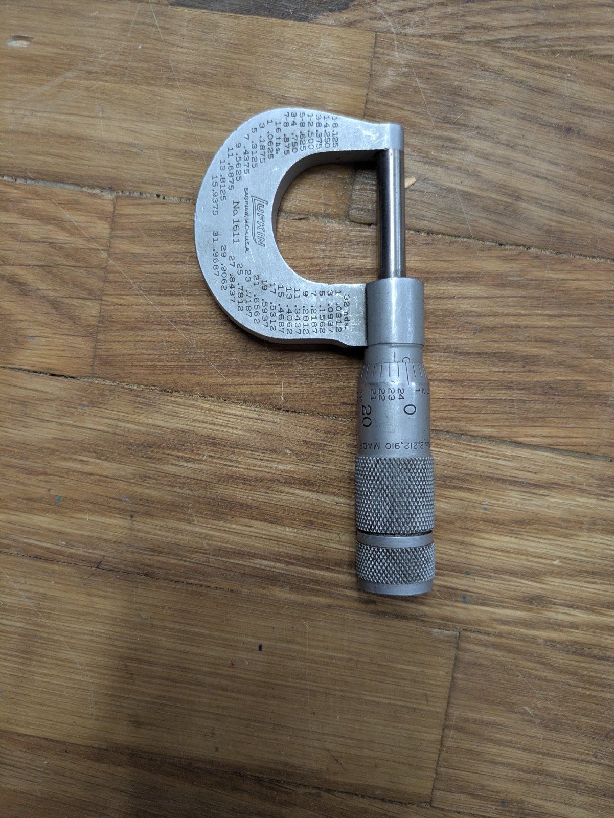 Vintage Lufkin No 1611 Outside Micrometer  USA Machinist Tool