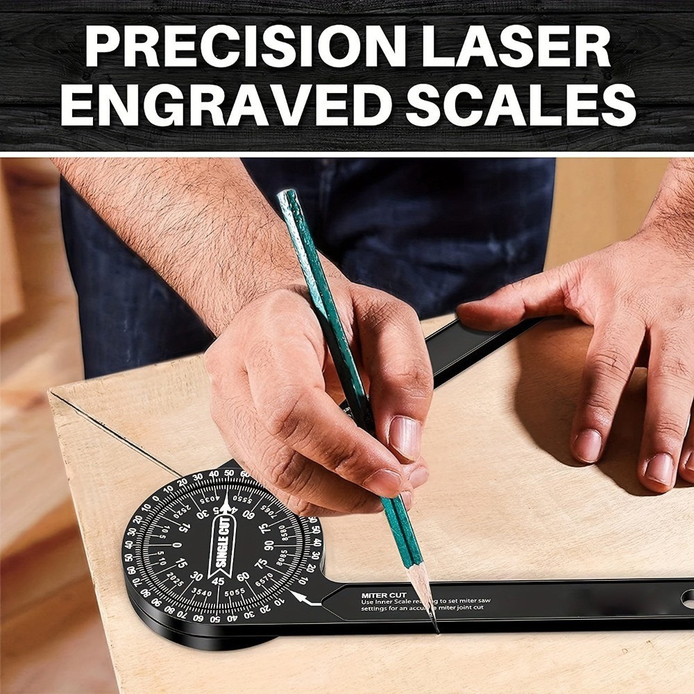 7" Aluminum Miter Saw Protractor, Rustproof Angle Finder Tool for Woodworking