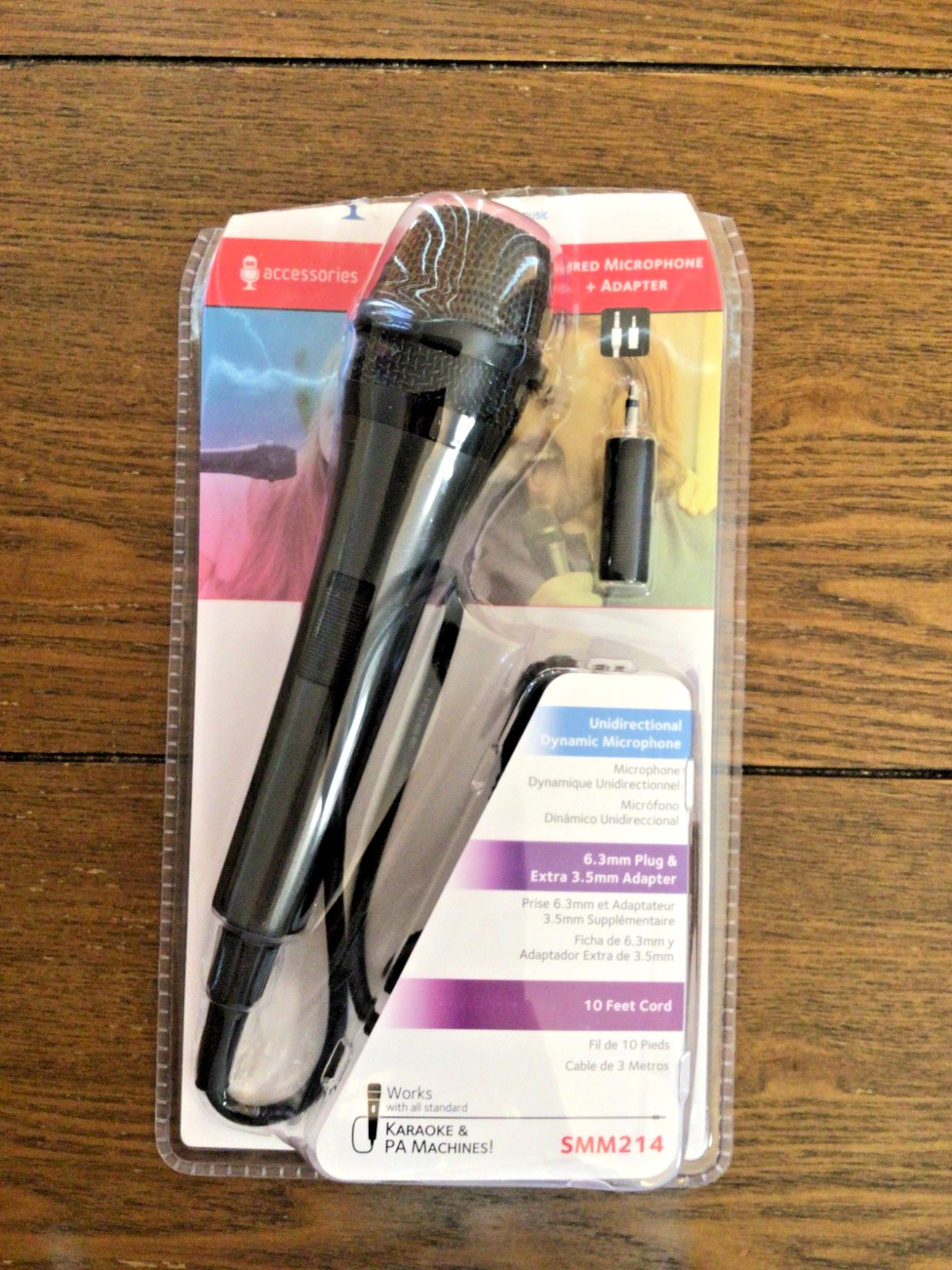 New Singing Machine SMM 214 Unidirectional Wired Microphone + Adapter Black