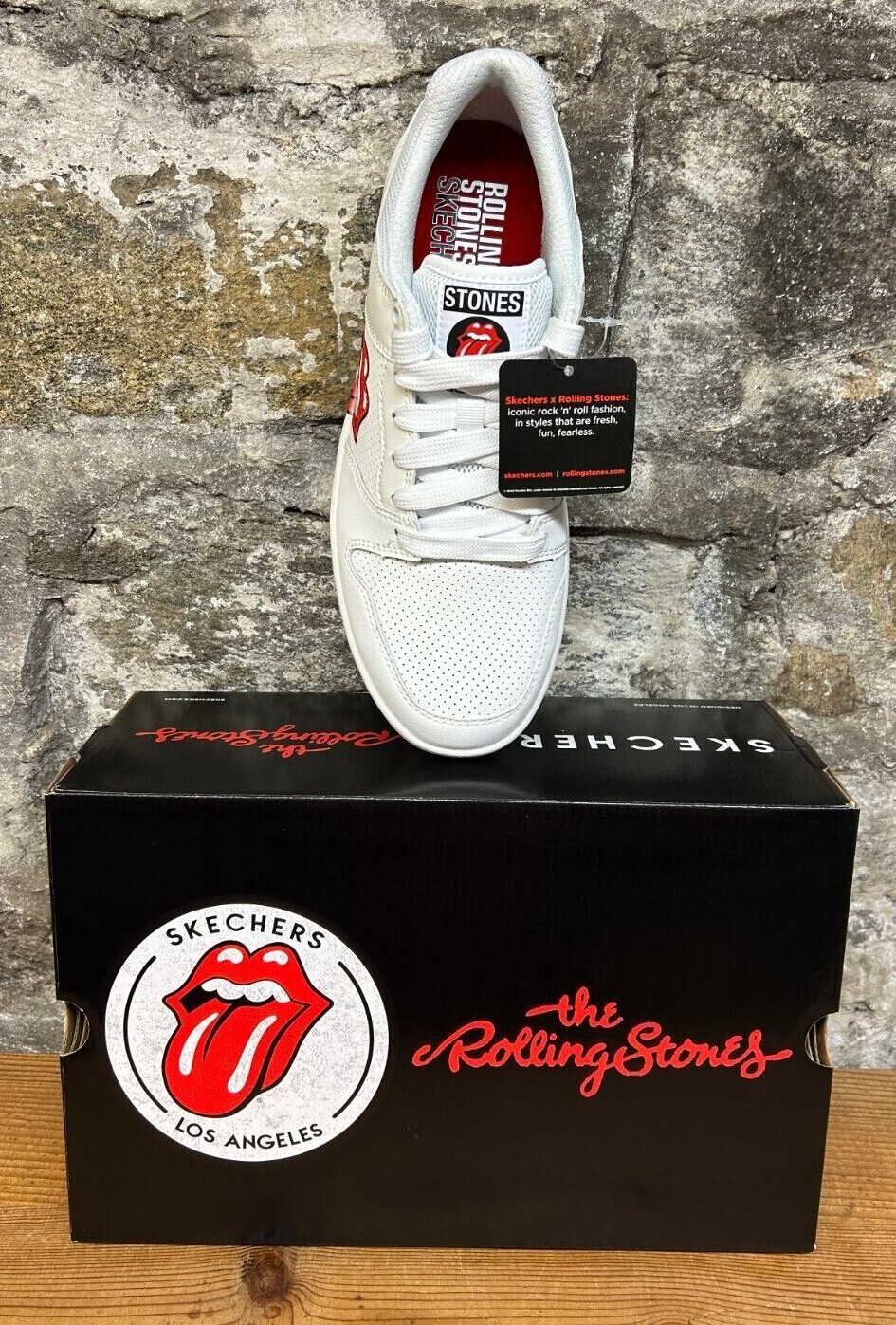 SKECHERS x ROLLING STONES CLASSIC CUP EURO LICK White LEATHER 210745 New In Box