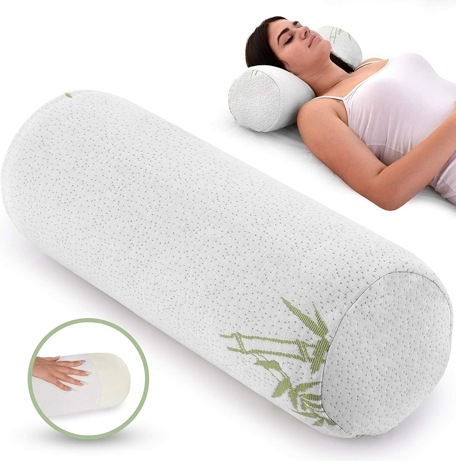 Orthopedic Memory Foam Contour Sleep Pillow Roll Cervical Neck Support Bamboo