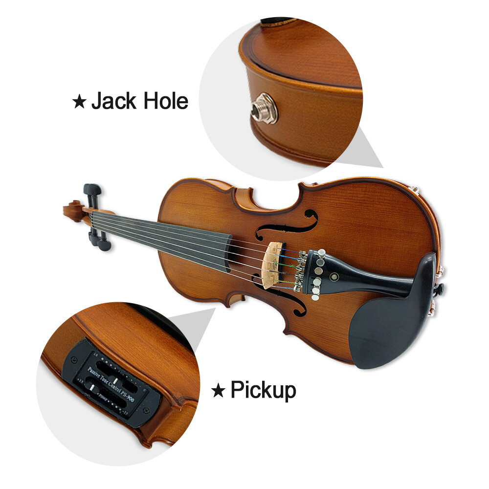 4/4 6 String Electric Violin Maple Spruce Hand Made Violin with Case&Bow Ebony