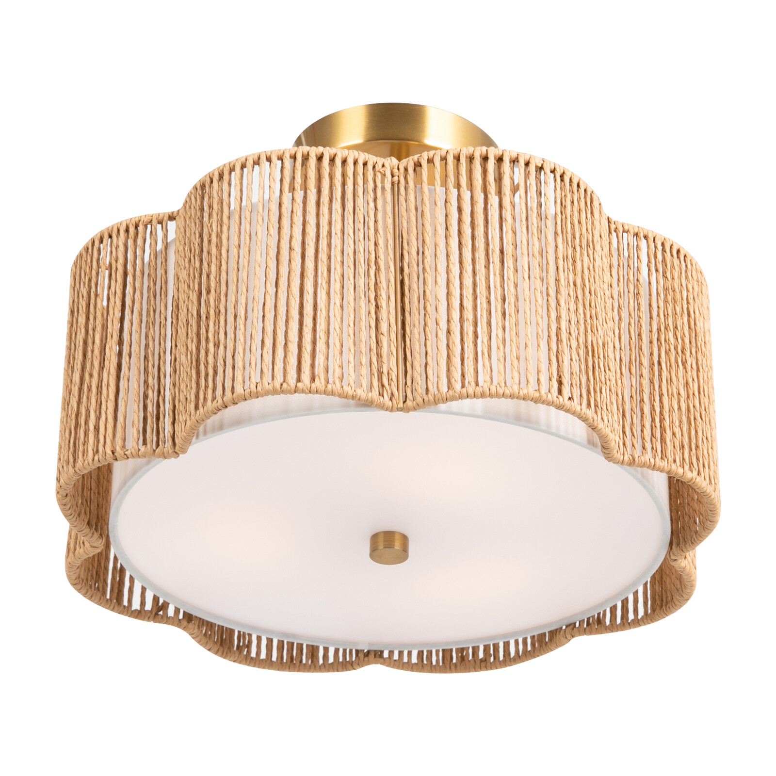 Rustic Ceiling Mount Rattan Light Ceiling Lamp Flush Mount Chandelier Fixture
