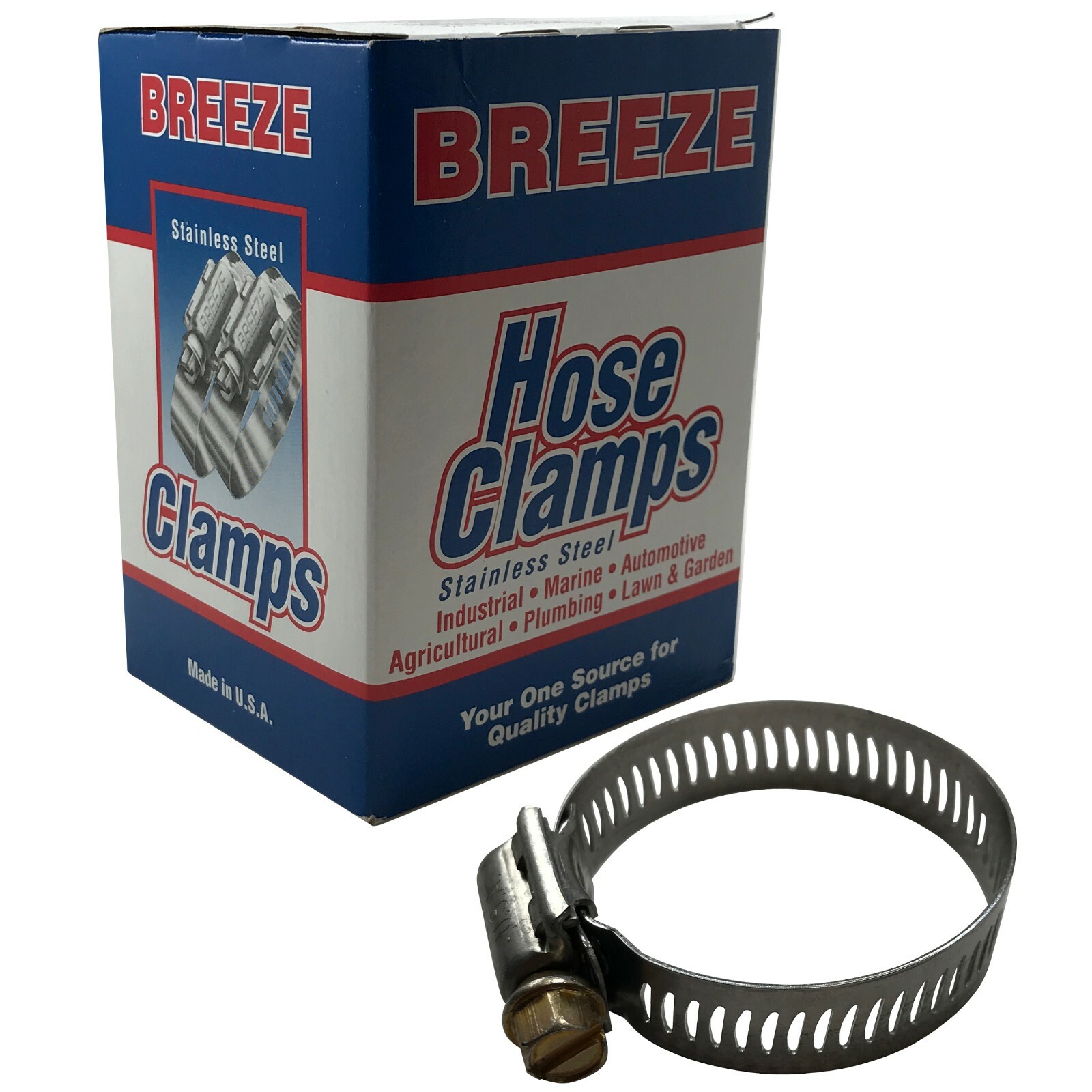 Box of 10 #20 Stainless Steel 13/16 to 1-3/4 Worm Gear Hose Clamp 1/2 Band USA