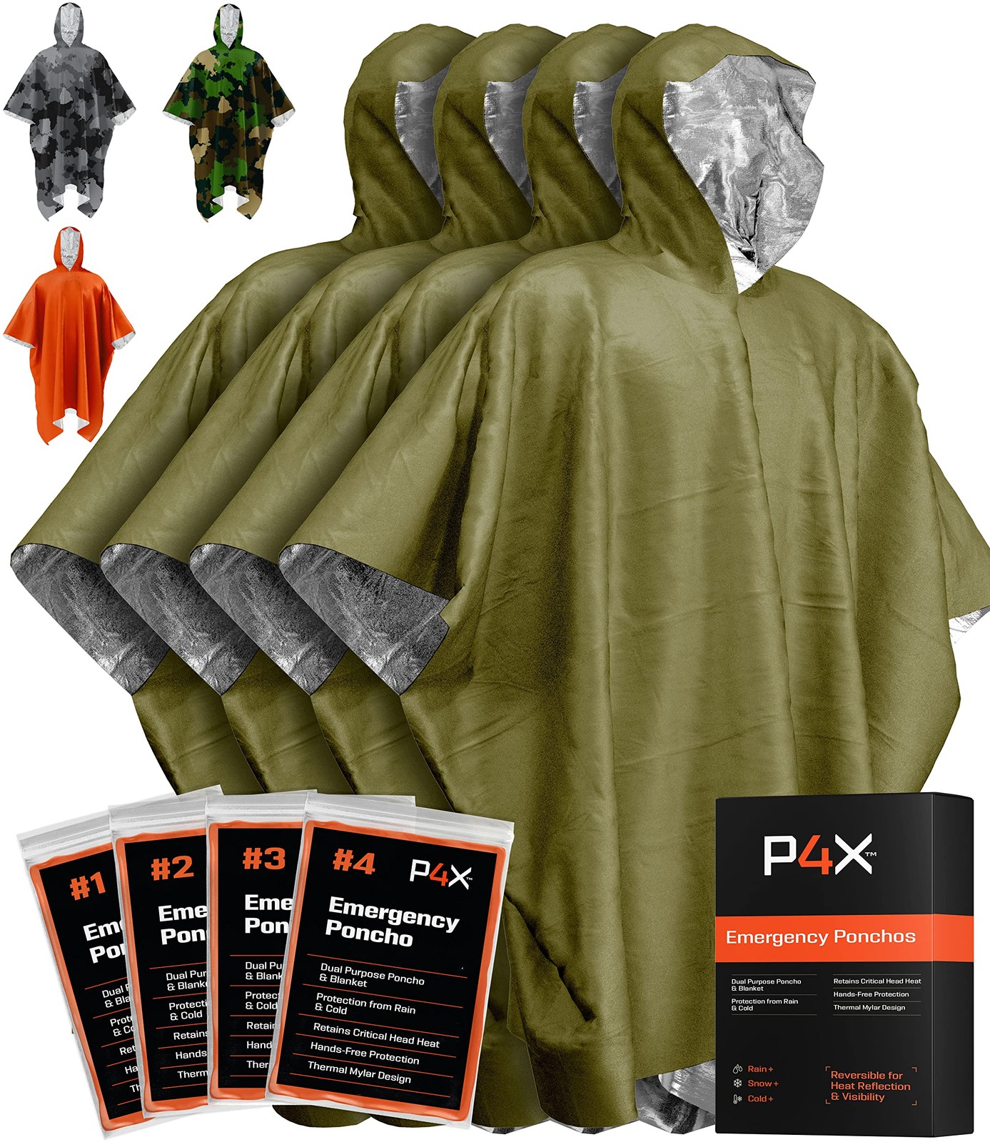 Emergency Poncho with Mylar Blanket Liner – Heavy Duty, Waterproof, WindResis...