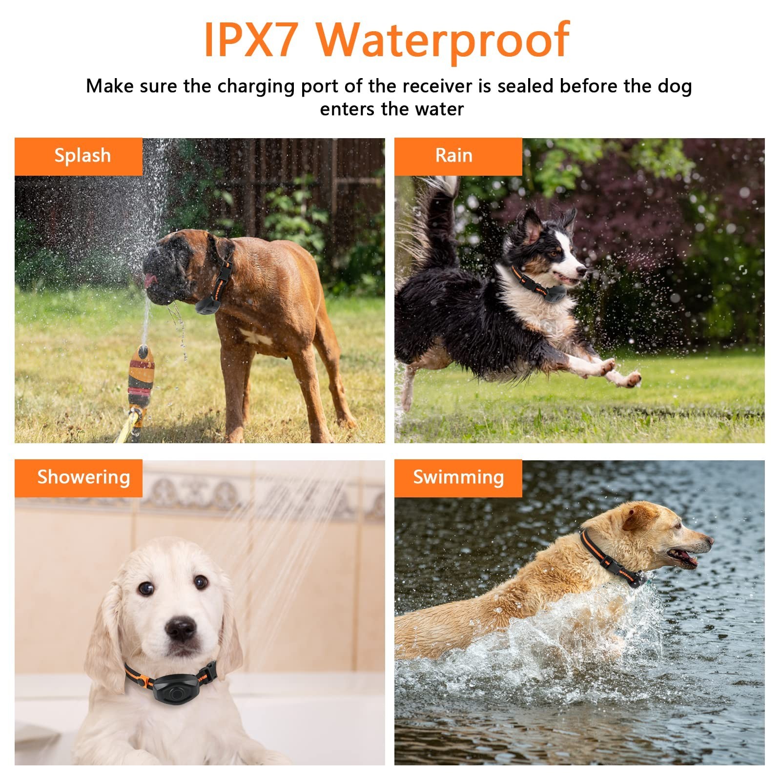 Dog Training Collar, IPX7 Waterproof Dog Shock Collar with Remote Control Ran...