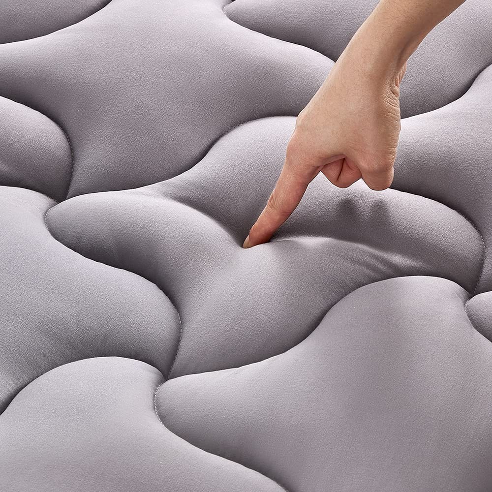 SLEEP ZONE King Size Mattress Pad, Cooling Topper, King, Gray