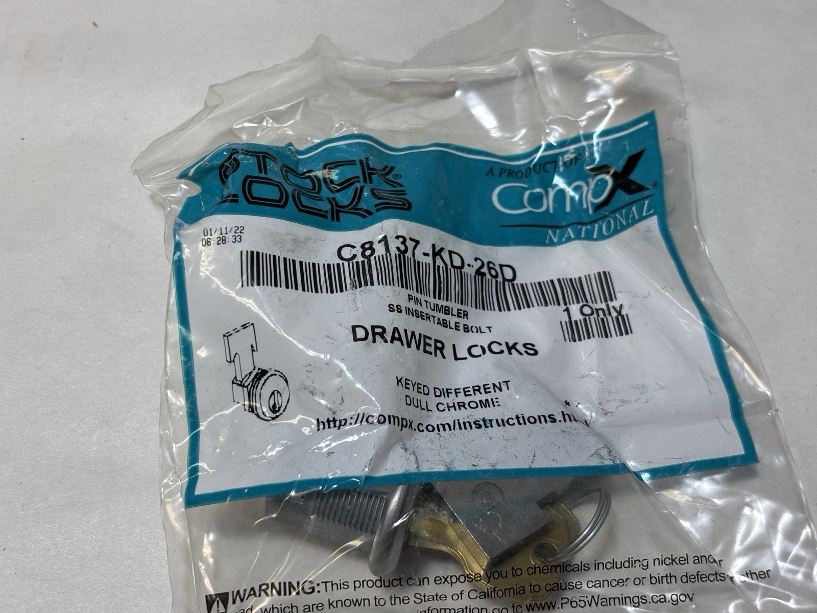 COMPX Pin Tumbler Drawer Lock C8137-KD-26D