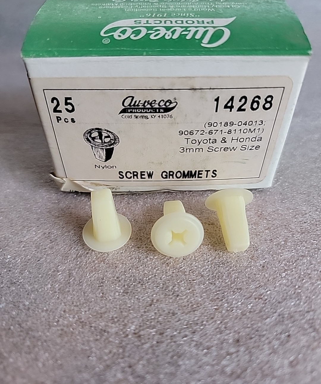 Auveco 14268 3 mm White Nylon Screw Grommets; Qty: 25