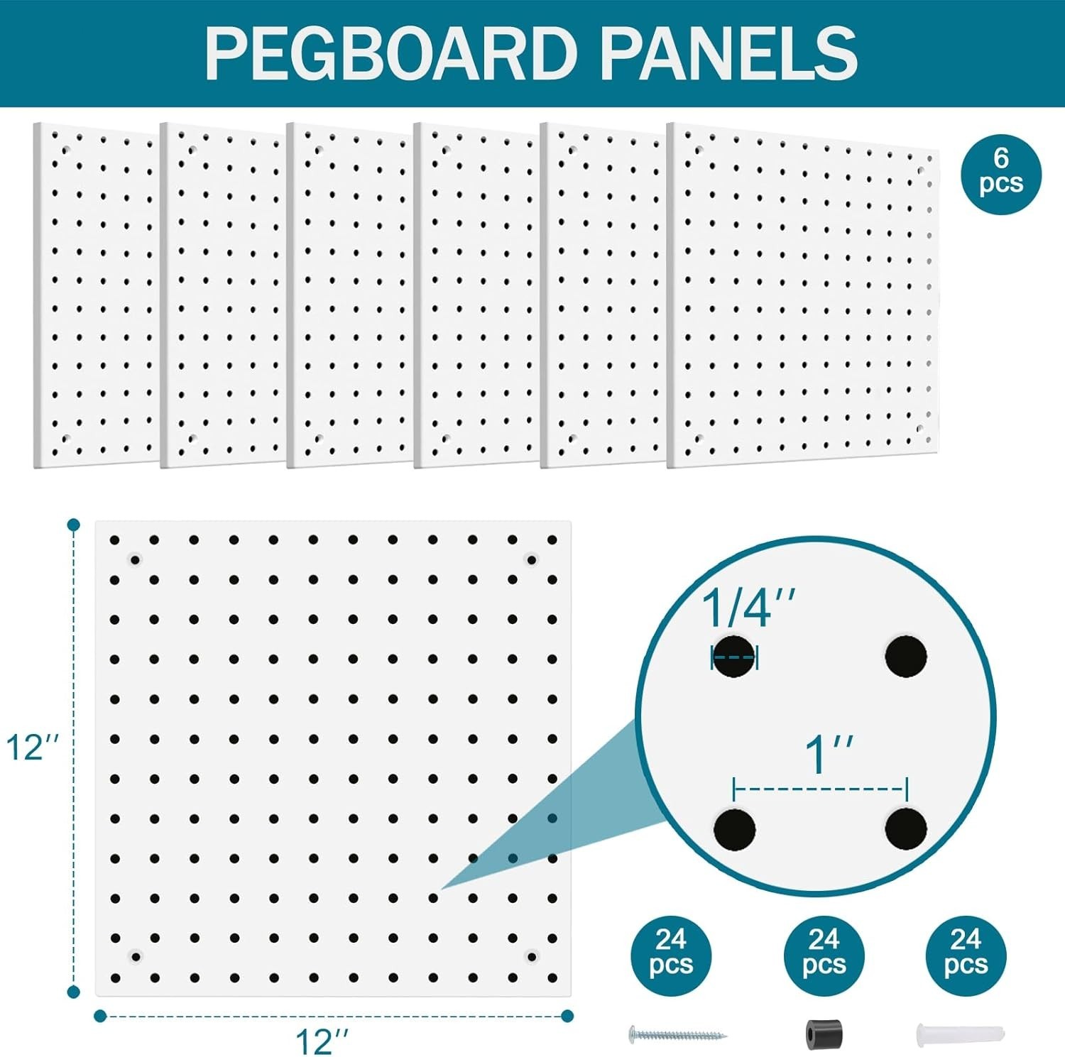 Peg Board Kit, Includes Pegboard and Accessories,with Hooks and Bins,Peg Boar...