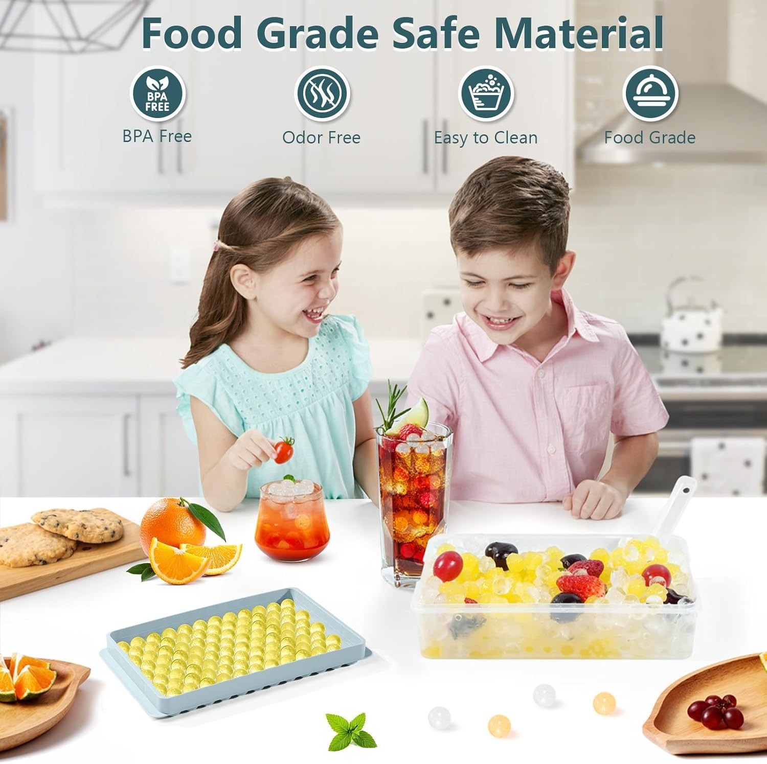 High-Quality Blue Mini Ice Cube Trays - 2 Pack, Effortless Twist Release, 0.55in
