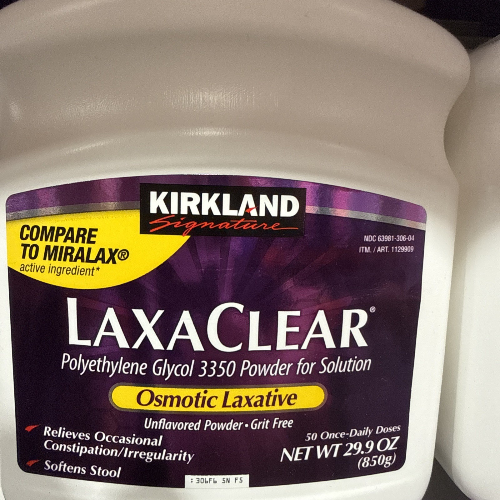 Laxative Polyethylene Glycol - Kirkland Signature LaxaClear 100 Doses VS MiraLAX