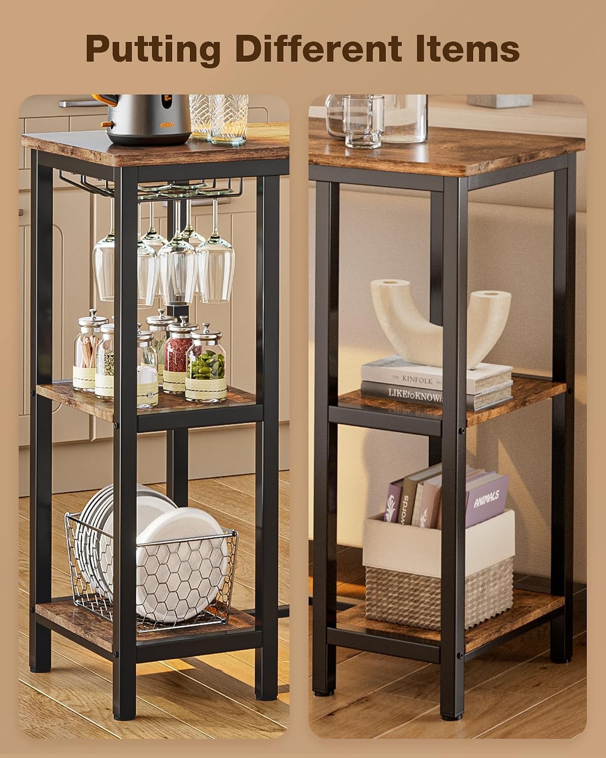 3-Piece Bar Table Set 2 Bar Height Table W/ Stools & 2 Storage Shelves Small Bar
