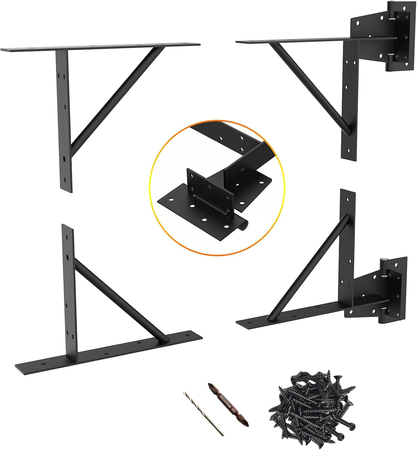 Gate Corner Brace Bracket Heavy Duty Adjustable No Sag Kit Durable Solid Iron fo