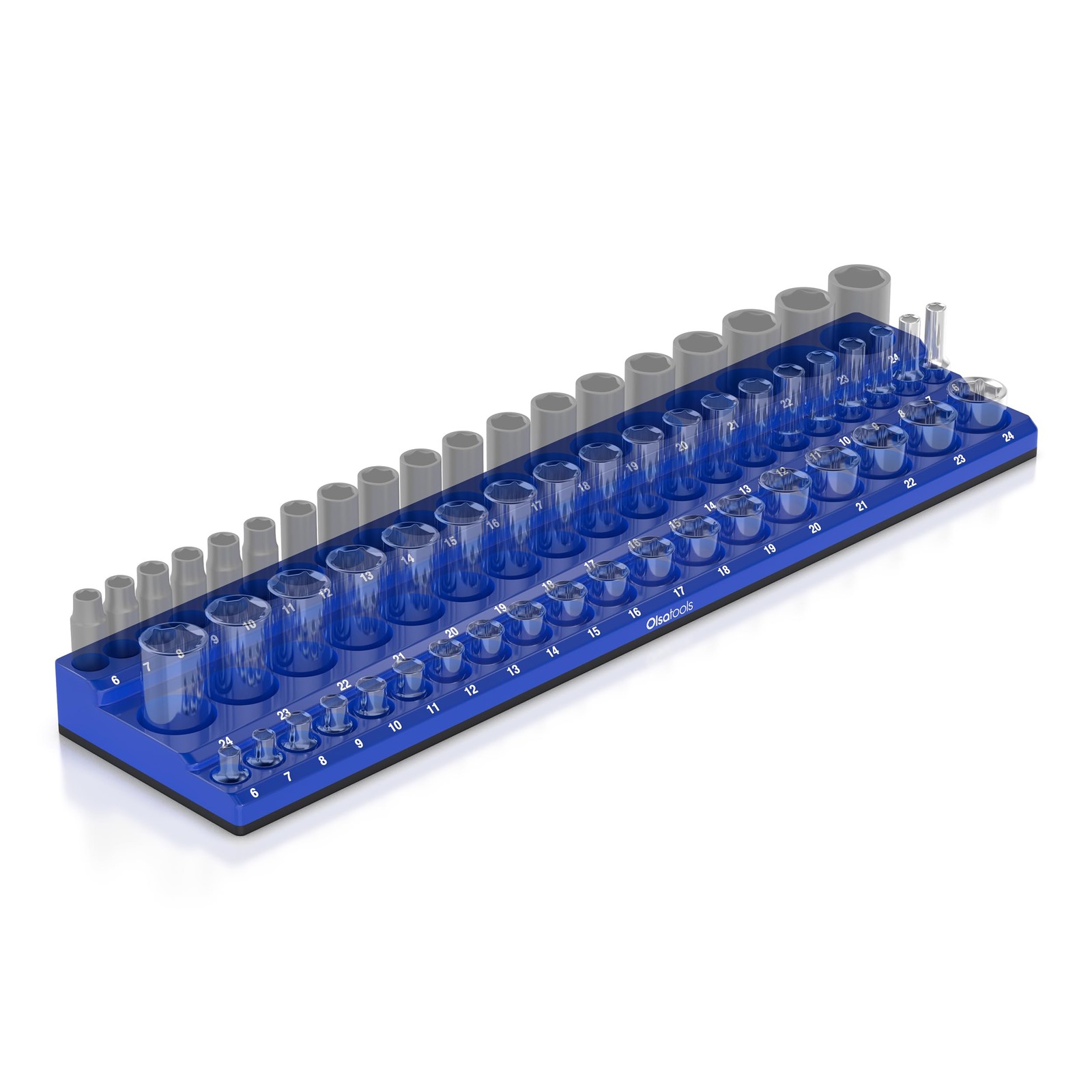 Olsa Tools Magnetic Socket Organizer (3/8-Inch Drive, 3 Row) - Magnetic Tool ...