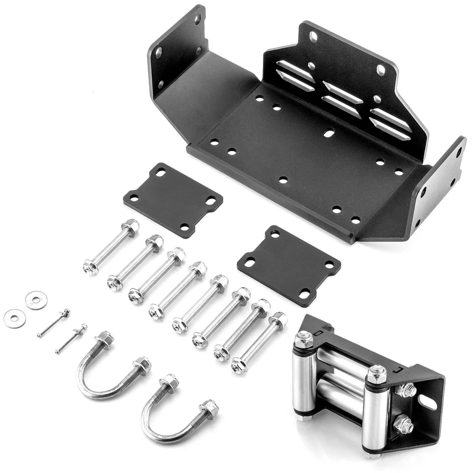 Steel Winch Mount Bracket+4 7/8" Winch Roller Fairlead Fit HONDA PIONEER 500/520