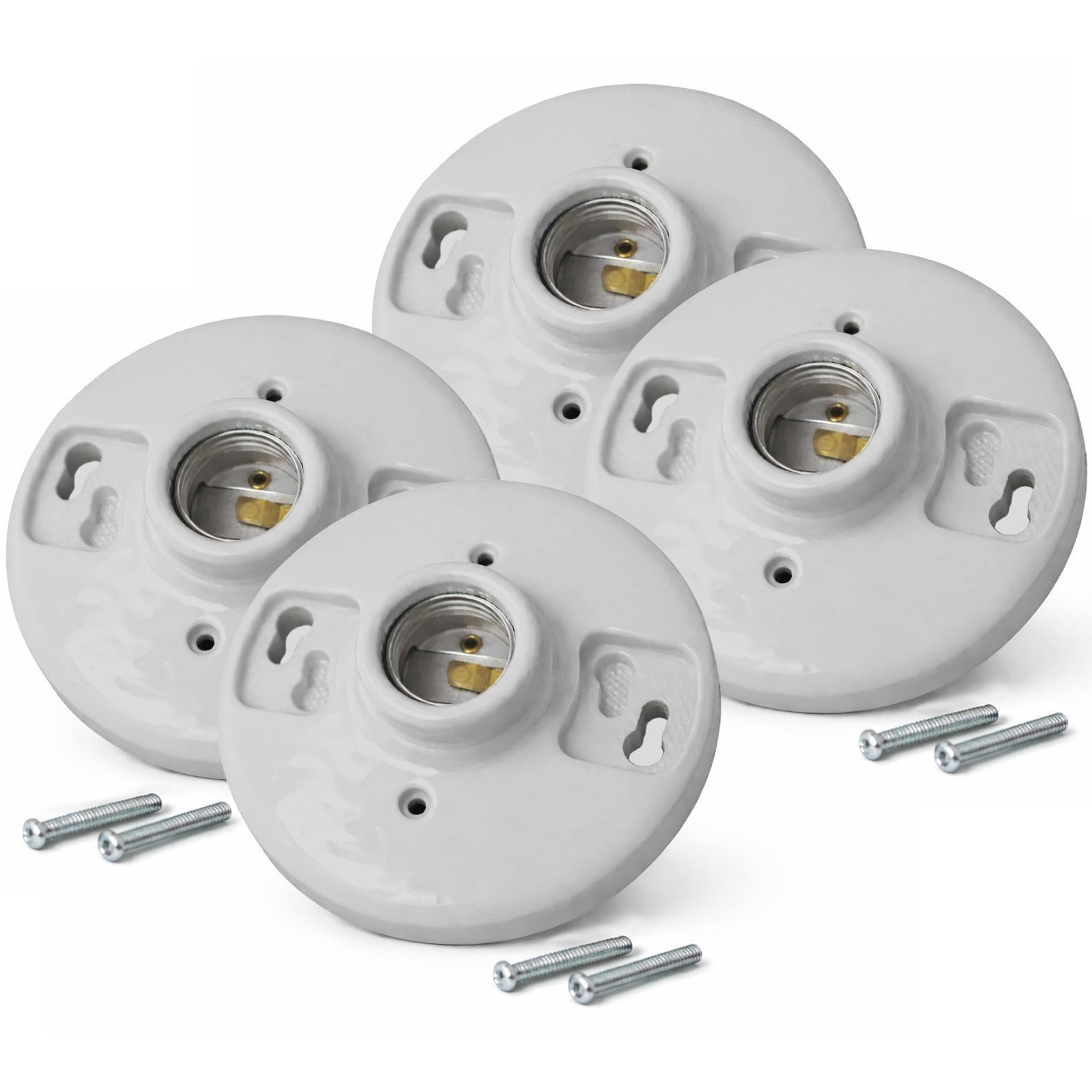 (4 Pack) Porcelain Outlet Box Mount, Keyless Lamp Holder, E26 Medium Base...