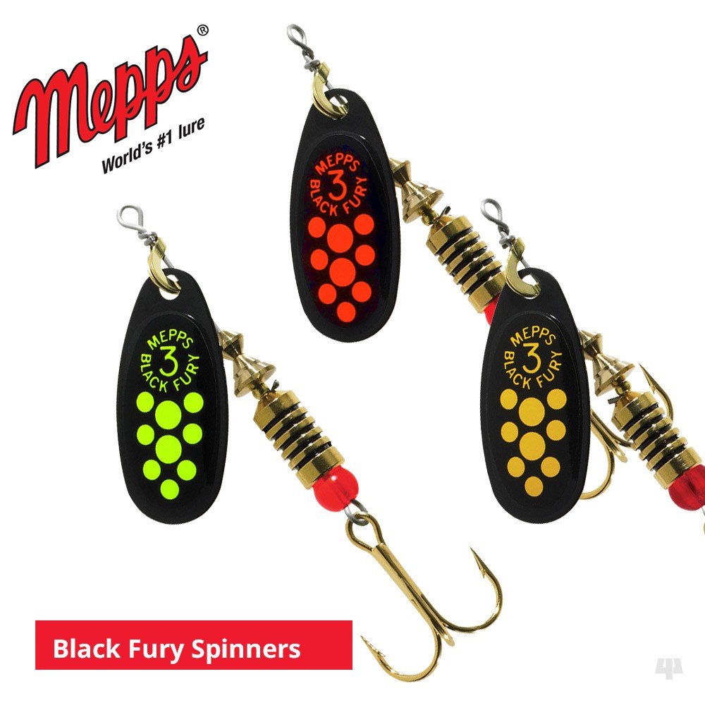 Mepps Black Fury Spinners - Sea Trout Pike Perch Salmon Bass Fishing Lure Tackle