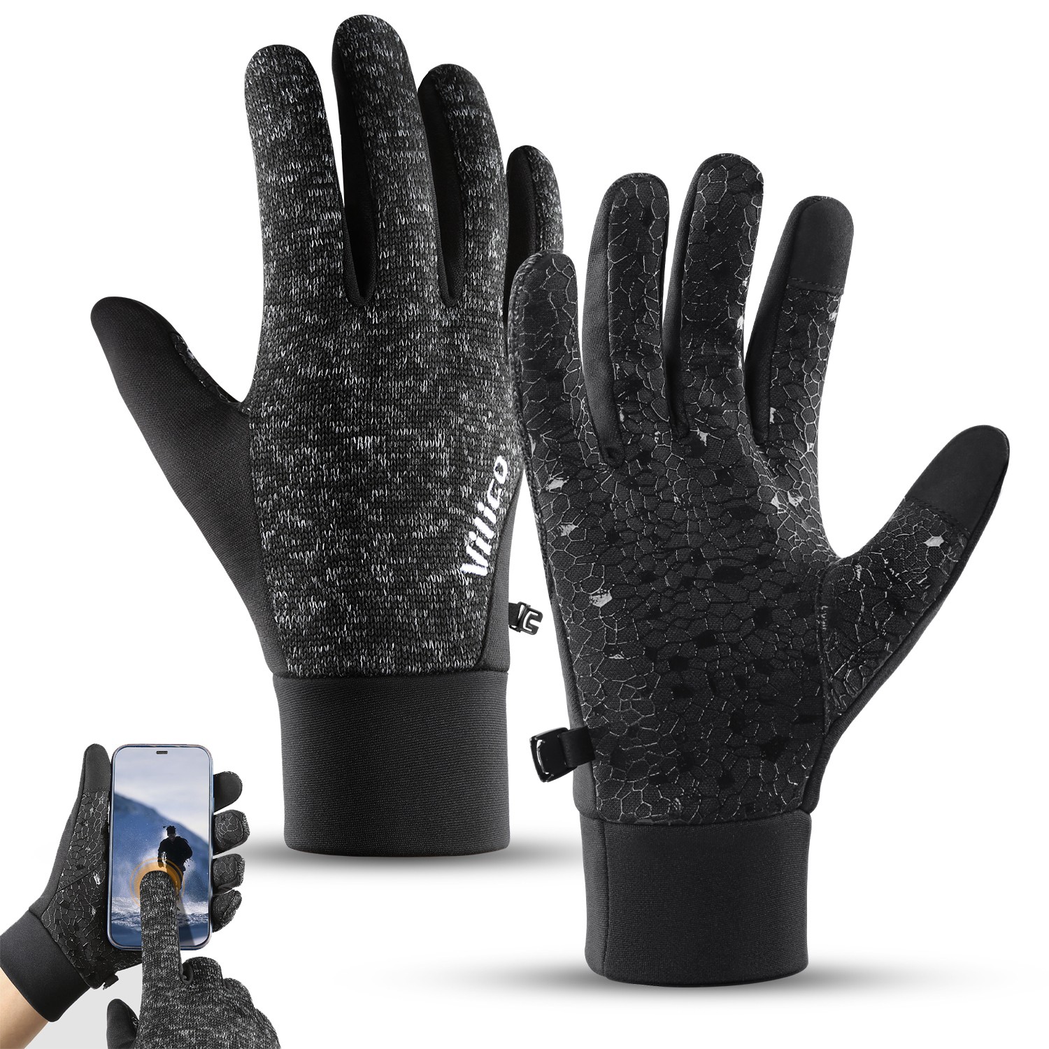 Winter Full Finger Cycling Sports Gloves Windproof Touchscreen Warm Bike Gloves
